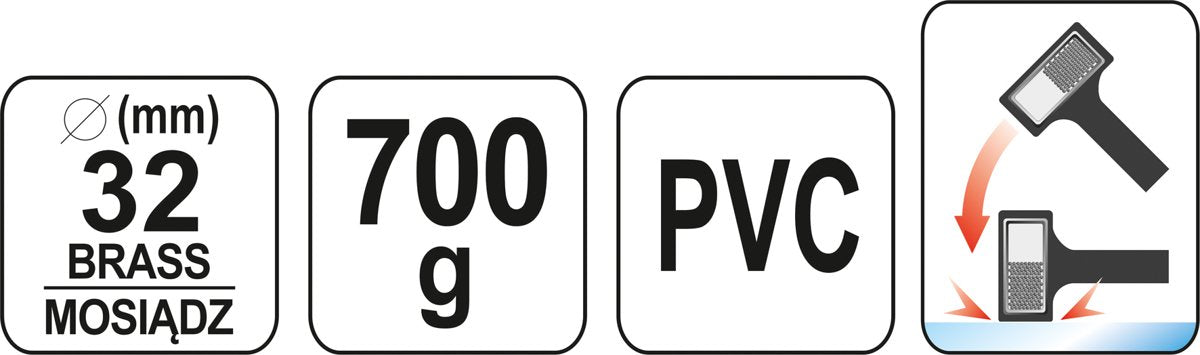 Beinercinis neatšokantis plaktukas | žalvarinis antgalis | 792 g | Ø 32 mm (YT-46191)