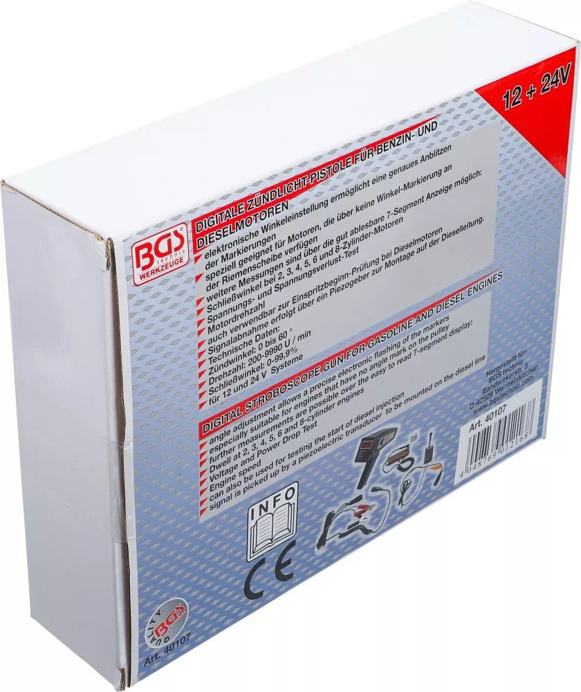 Skaitmeninis stroboskopinis pistoletas | benzininiams ir dyzeliniams varikliams (40107)