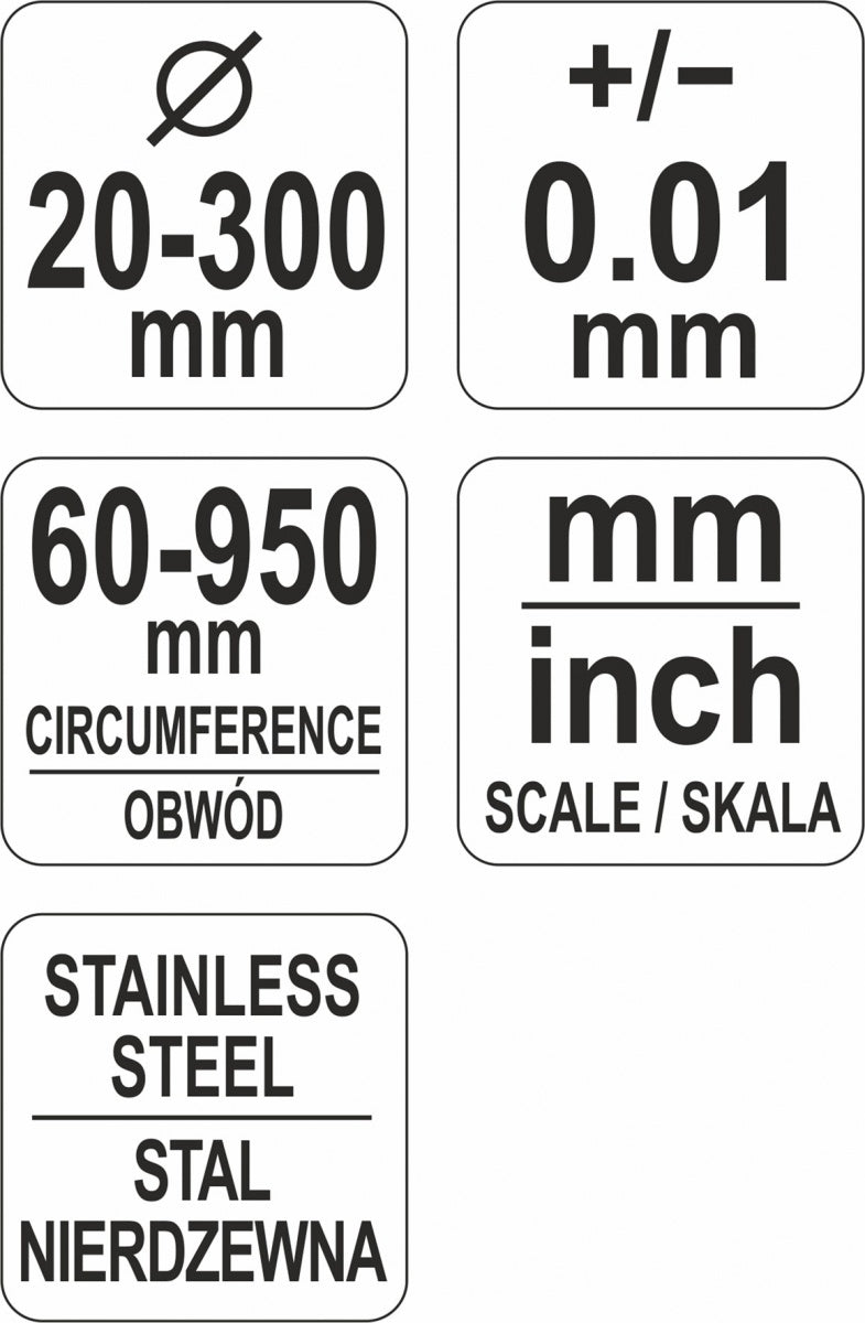 Лента для измерения диаметра и периметра | макс. 60 / периметр 950 mm