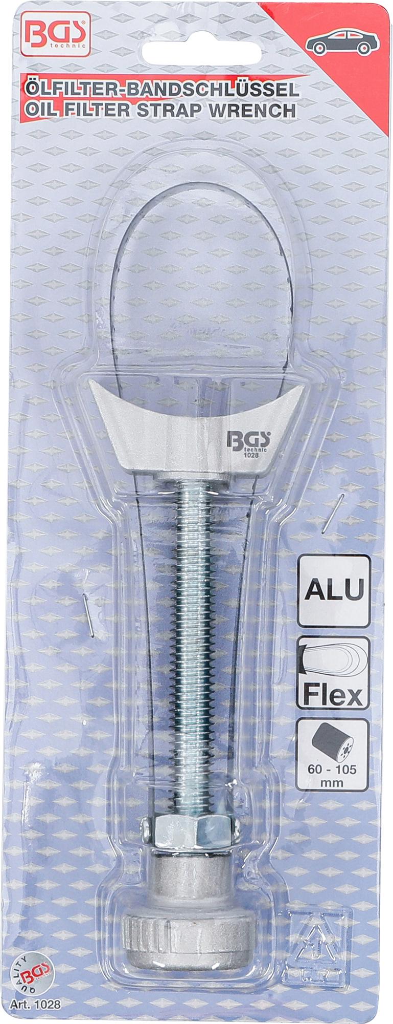 Tepalo filtro raktas juostinis | spyruoklinė plieninė juosta | lietas aliuminis | Ø maks. 105 mm (1028)