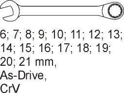 Raktų rinkinys 6-21 mm su padėklu į vežimėlius | 16 vnt. (YT-5531)