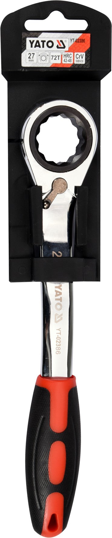 Raktas kilpinis lenktas su terkšle | reversinis | 27 mm (YT-02386)