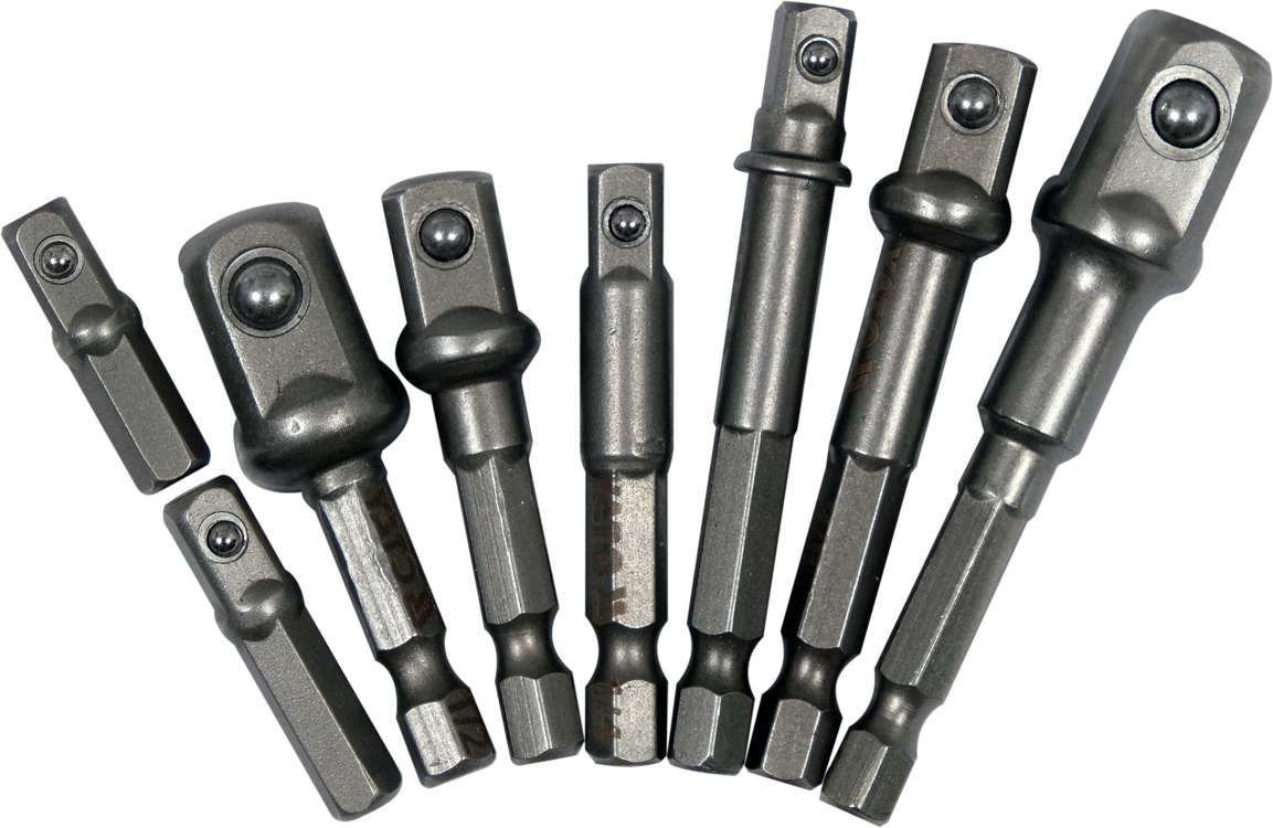 Набор адаптеров | с 1/4" (6,3 mm) на головки 1/4" - 3/8" - 1/2" | 8 шт.