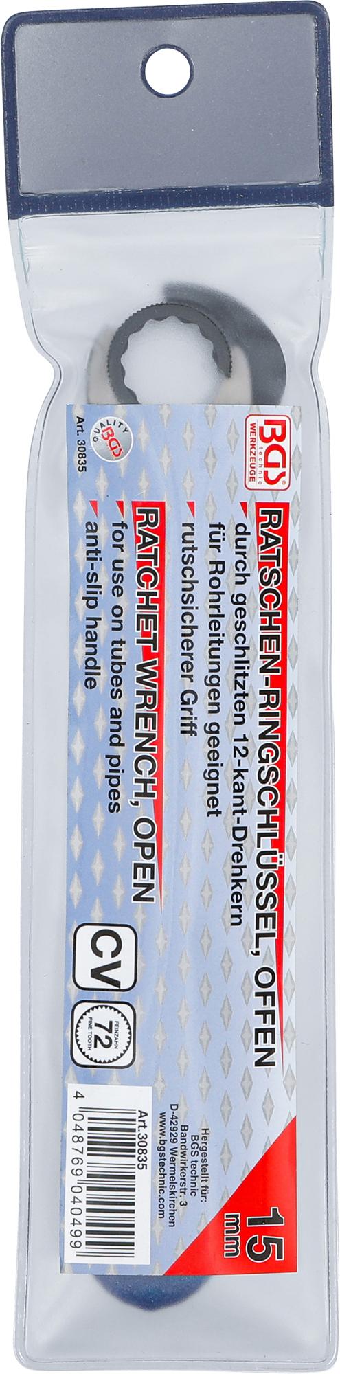 Raktas terkšlinis atviras | 15 mm (30835)