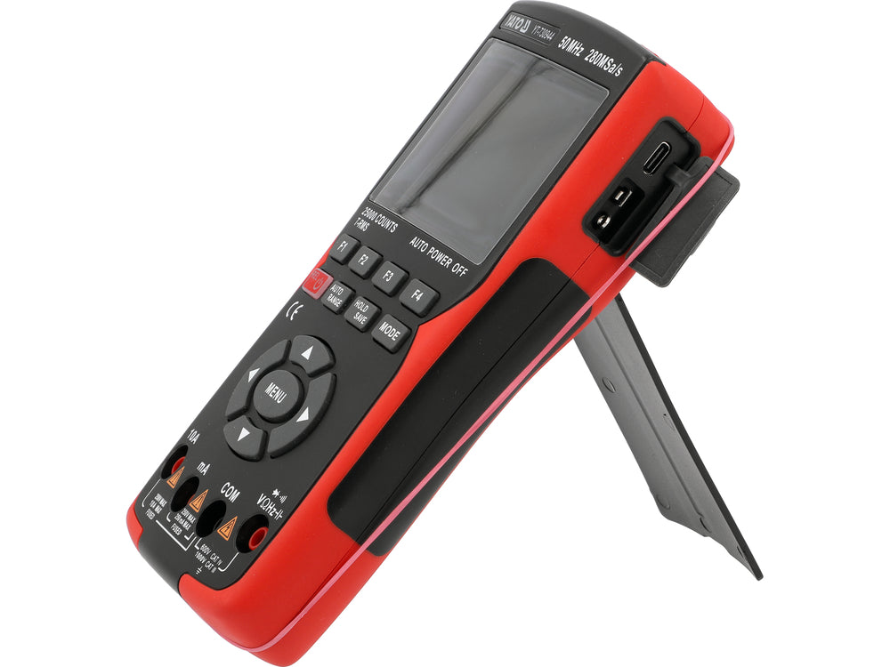 2 kanalų 50 MHz osciloskopas su multimetru ir signalų generatoriumi | 280 MSa/s, TRUE RMS (YT-730944)