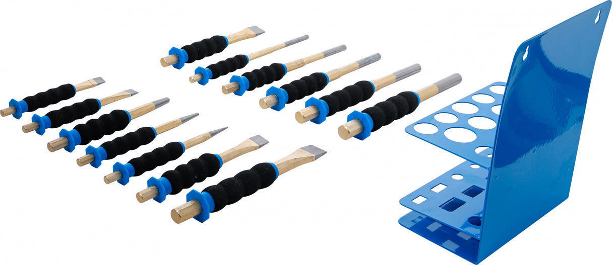 Išmušėjų ir kaltų rinkinys | su apsauga rankoms | 13 vnt (74596)