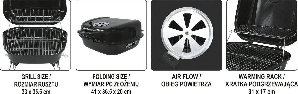 Grilis turistinis sulankstomas | nešiojamas | 33 X 35,5 cm (99483)
