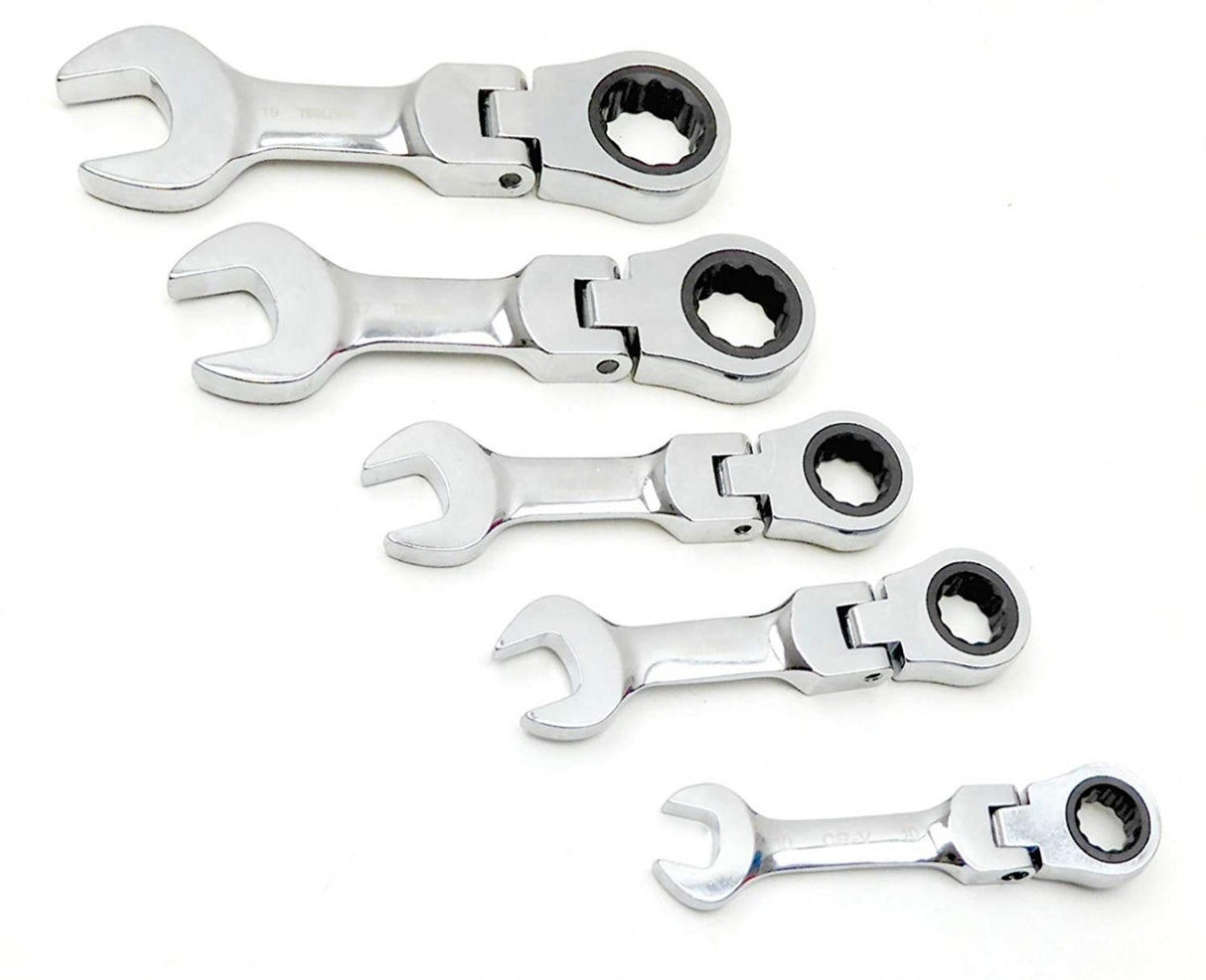 Terkšliniai raktai trumpi | šarnyriniai | 10/12/13/17/19 mm | 5 vnt. (RP5)