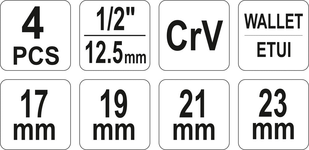 Kryžminis raktas sudedamas | 17x19x21x23mm galvutėmis (YT-08035)