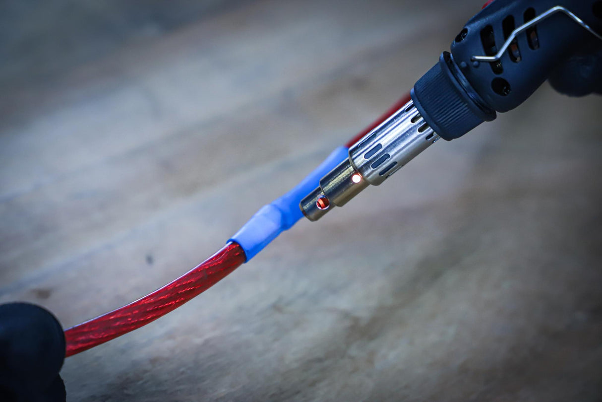 Mini karštų dujų degiklis su susitraukiančių vamzdelių asortimentu | spalvoti | su pjezo uždegimu | 162 vnt. (70143)