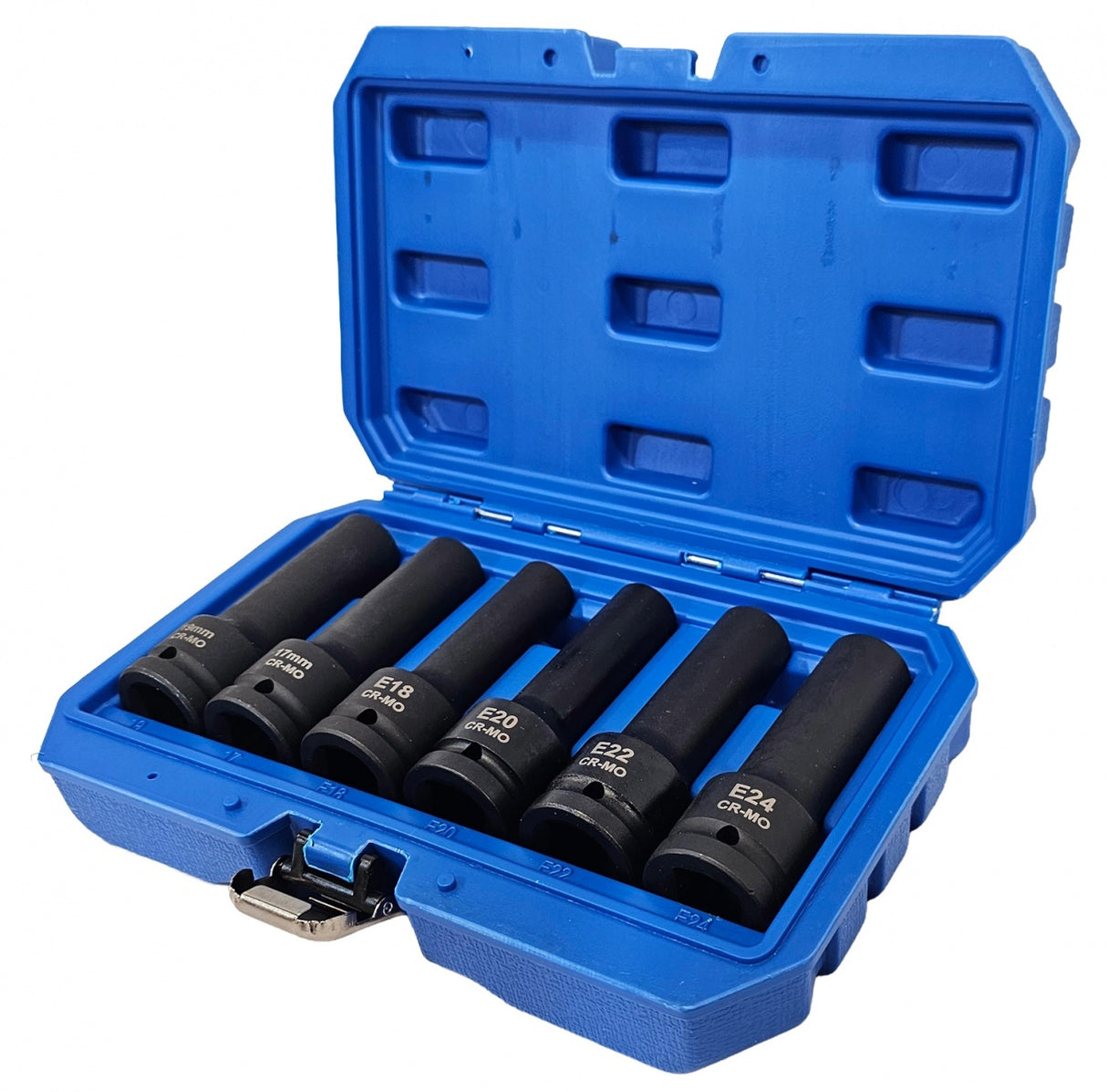 Smūginių ilgų galvučių rinkinys E-Type ir 12 kampų | 20 mm (3/4") | 6 vnt. (SK3410)