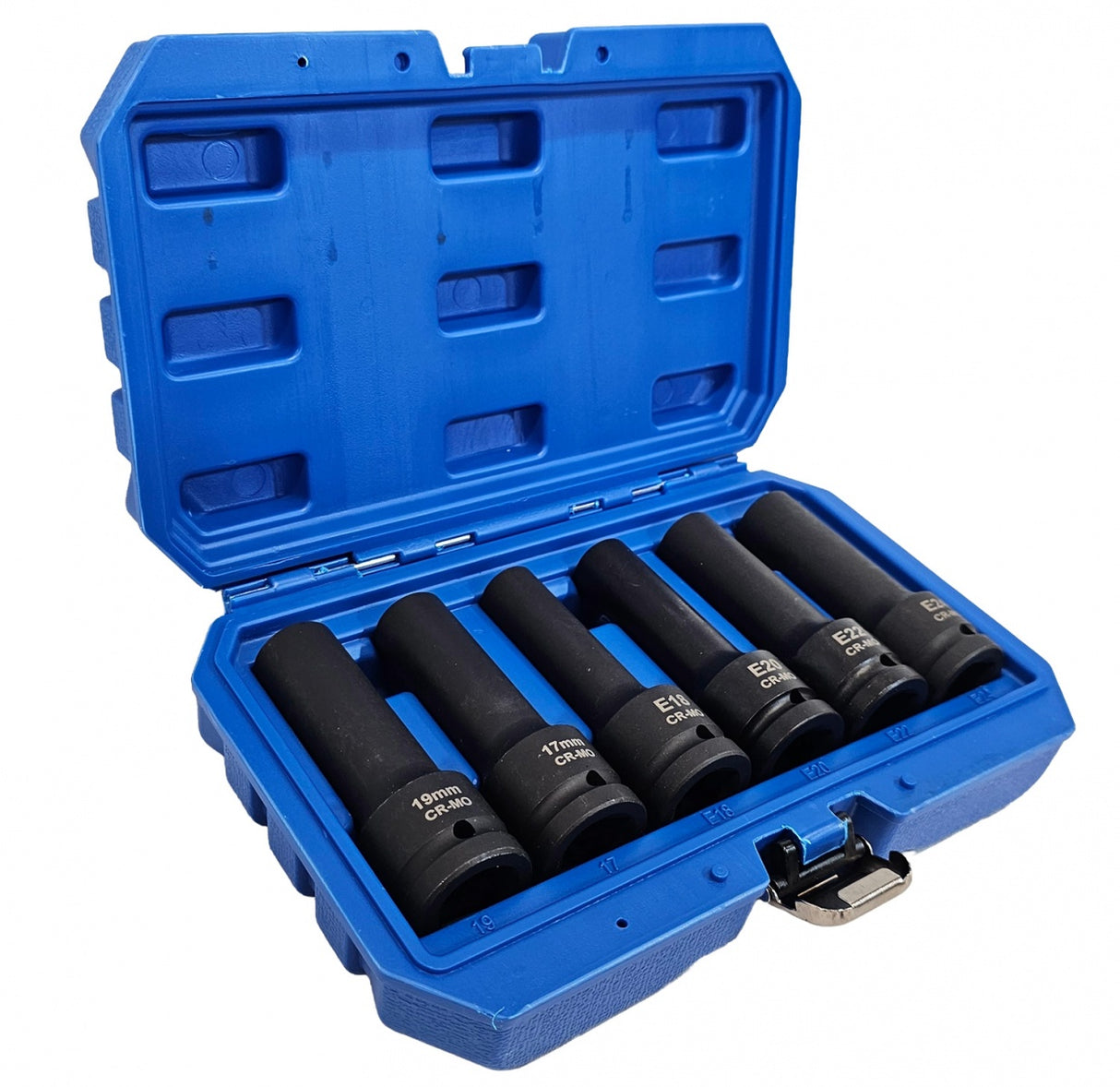 Smūginių ilgų galvučių rinkinys E-Type ir 12 kampų | 20 mm (3/4") | 6 vnt. (SK3410)