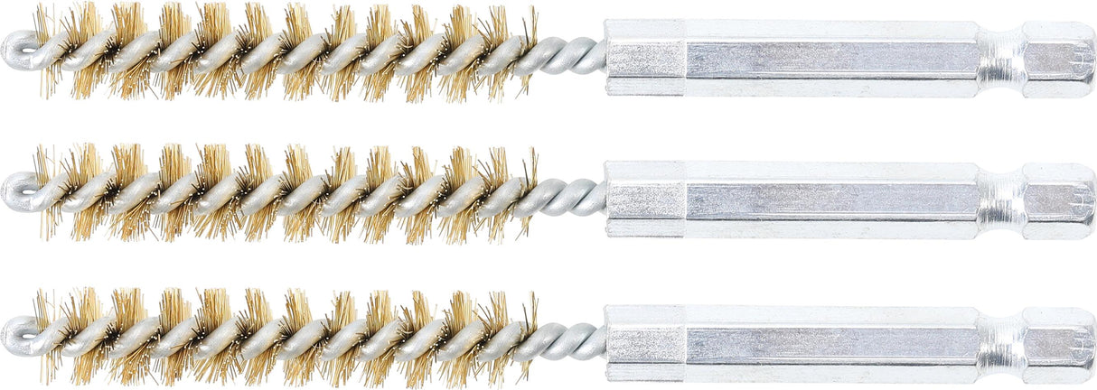 Žalvariniai šepečiai vamzdeliams | 9 mm | 6,3 mm (1/4") | 3 vnt. (3078-9-M)