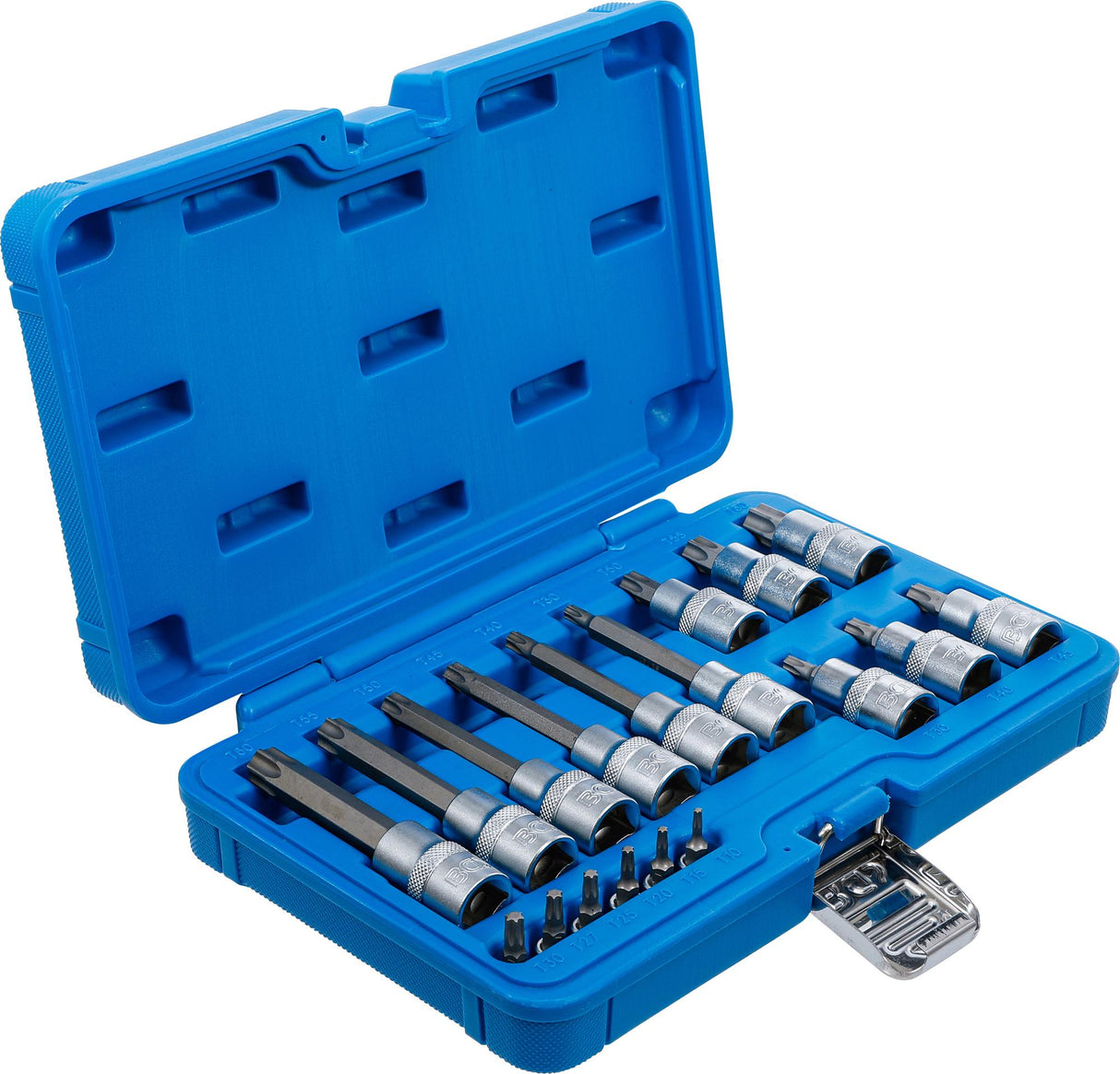 Įpresuotų antgalių rinkinys | 6.3 mm (1/4") / 12.5 mm (1/2") | T-star (Torx) | 18 vnt. (5173)