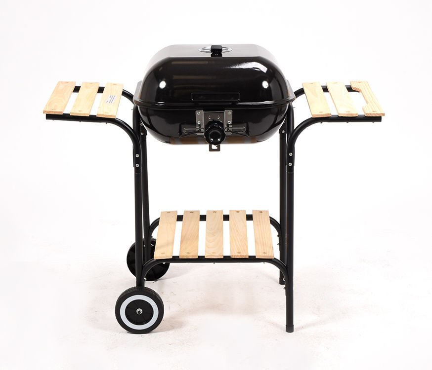 Lauko kepsninė / grilis | su dangčiu ir grotelėmis | medinės lentynos (99581)