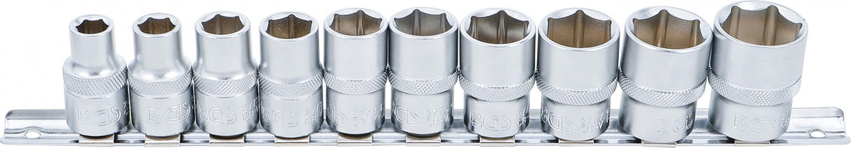 Galvučių rinkinys, šešiakampės | 12,5 mm (1/2") | coliniai dydžiai | 10 vnt. (9113)