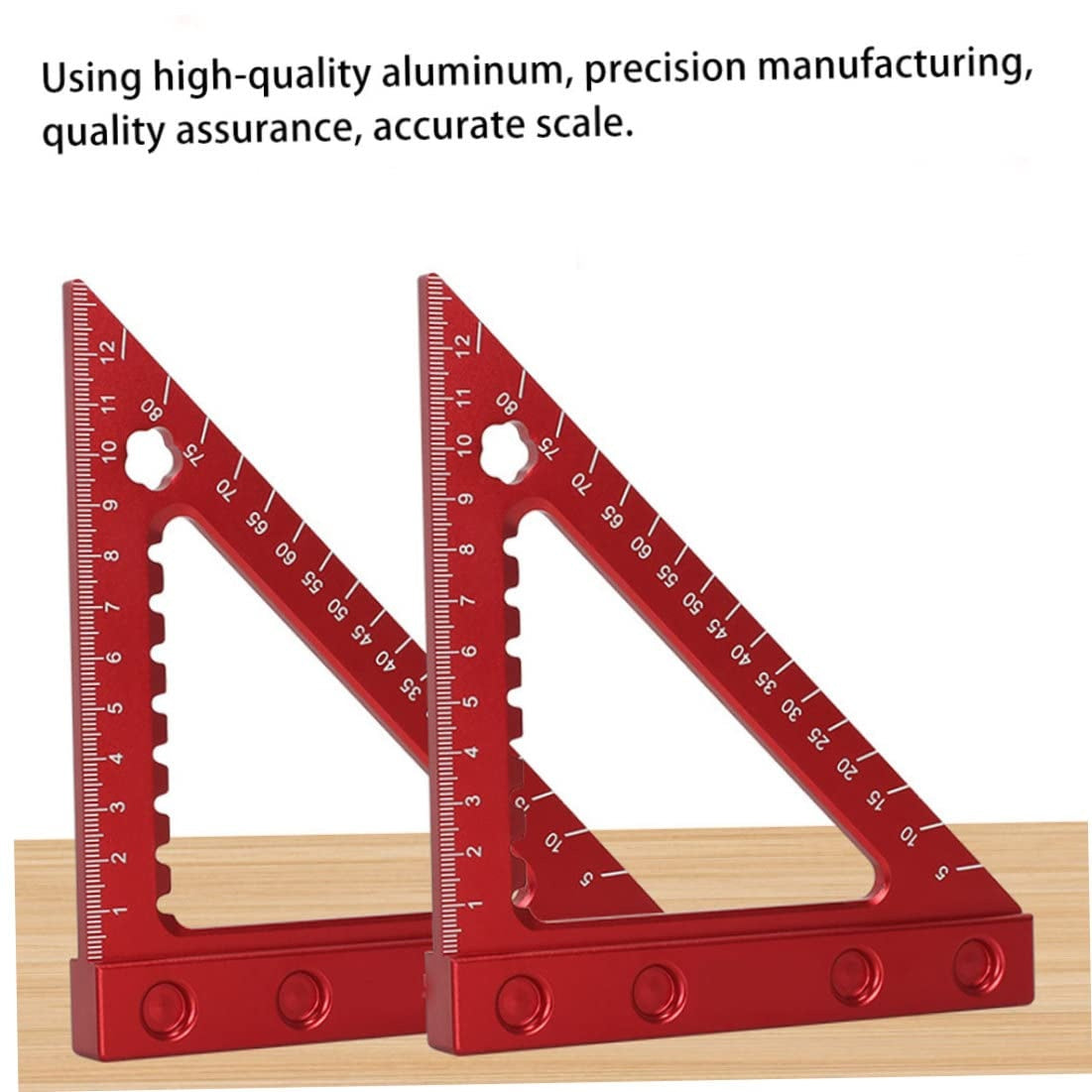 Aliuminis kampainis / medžio apdirbimo trikampė liniuotė | 90 | su baze (RS90A)