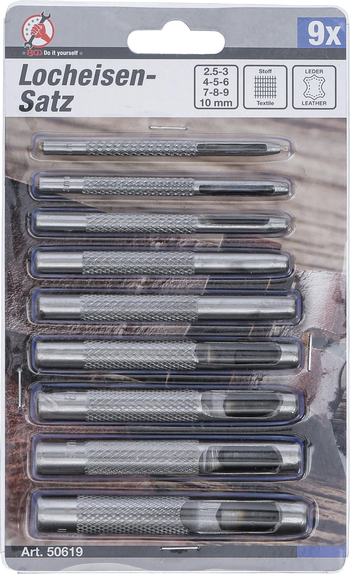 Skylių išmušėjų komplektas | 2,5-10 mm | 9 vnt. (50619)