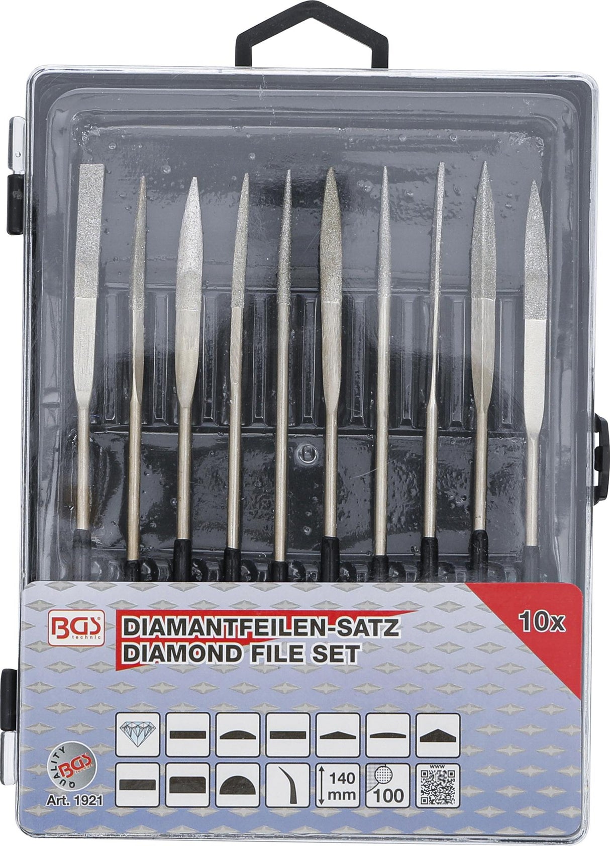 Deimantinių dildelių rinkinys | lenktos | 140 x 3 mm | 10 vnt. (1921)