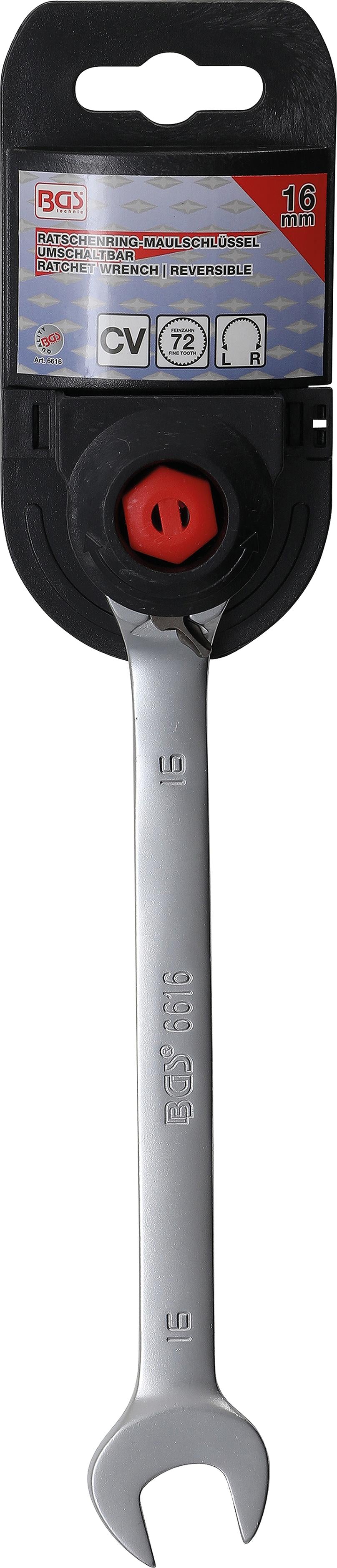 Kombinuotas raktas su terkšle | su reversu | 16 mm (6616)