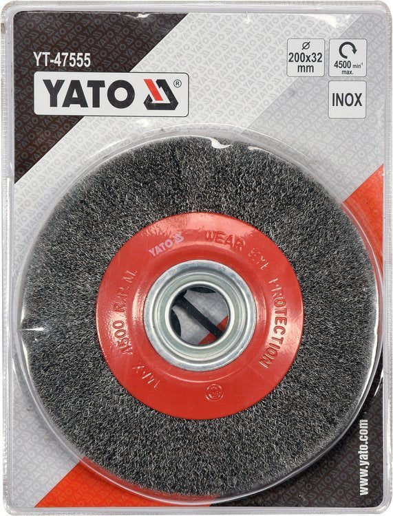 Vielinis diskinis šepetys | nerūdijantis plienas | INOX | ⌀32 / 200 mm (YT-47555)