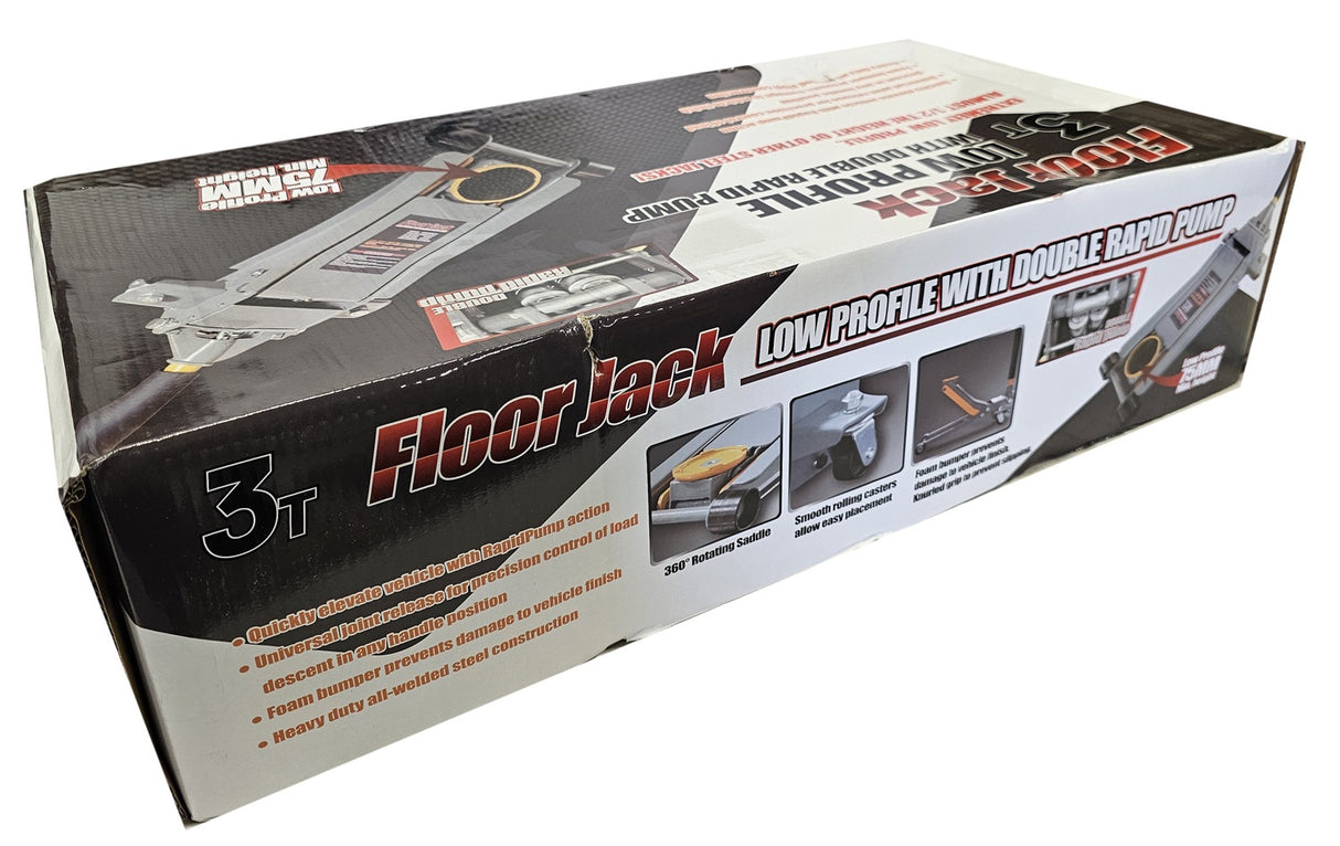 Domkratas su ratukais pažemintas | dvigubas stūmoklis | greitas kėlimas | 75- 500 mm | 3.0 t (LFJ3D)