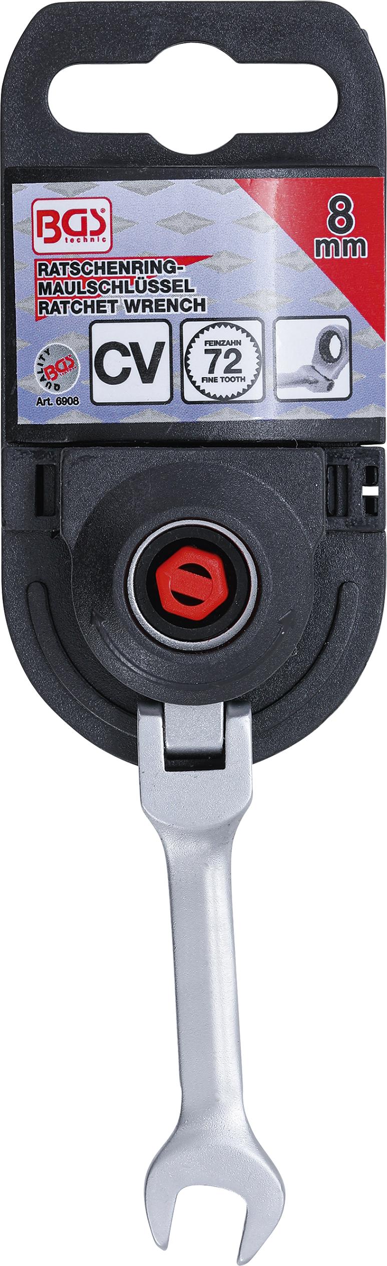 Kombinuotas raktas su terkšle | trumpas | šarnyrinis | 8 mm (6908)