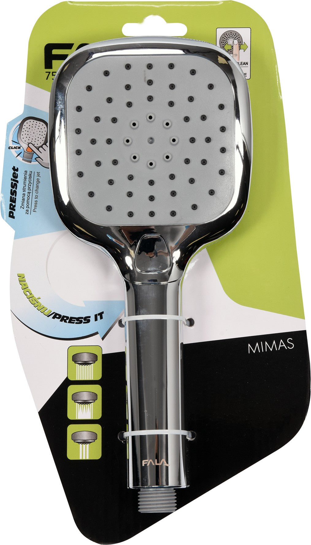 Dušo galvutė 3 srovės funkcijos + PRESS JET, chromuota "Mimas" (75635)
