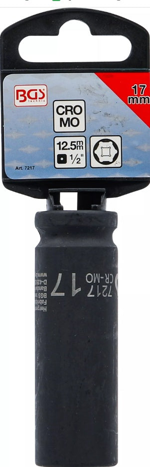 Galvutė smūginė šešiakampė ilga | 12,5 mm (1/2") | 17 mm (7217)