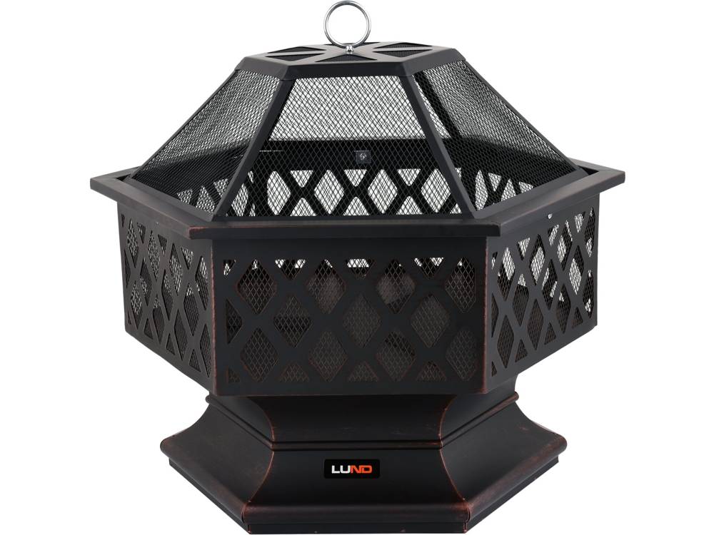 Dekoratyvinis židinys su grotelėmis / grilis | juodas plienas | 70X60X63 cm (99913)