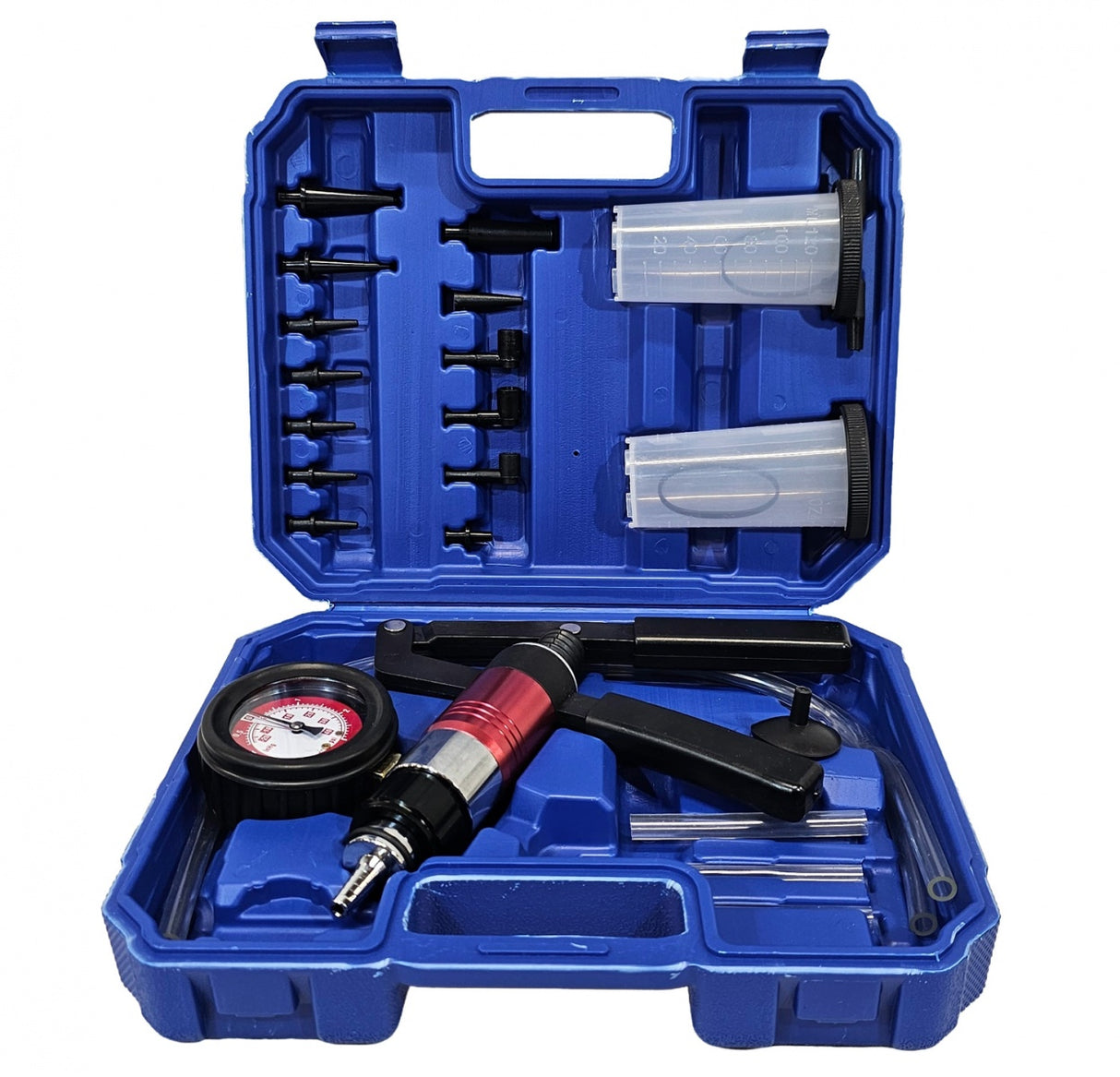 Vakuumo/slėgio matuoklis stabdžių skysčio nuorinimui | dvigubo veikimo (HS-A998B)