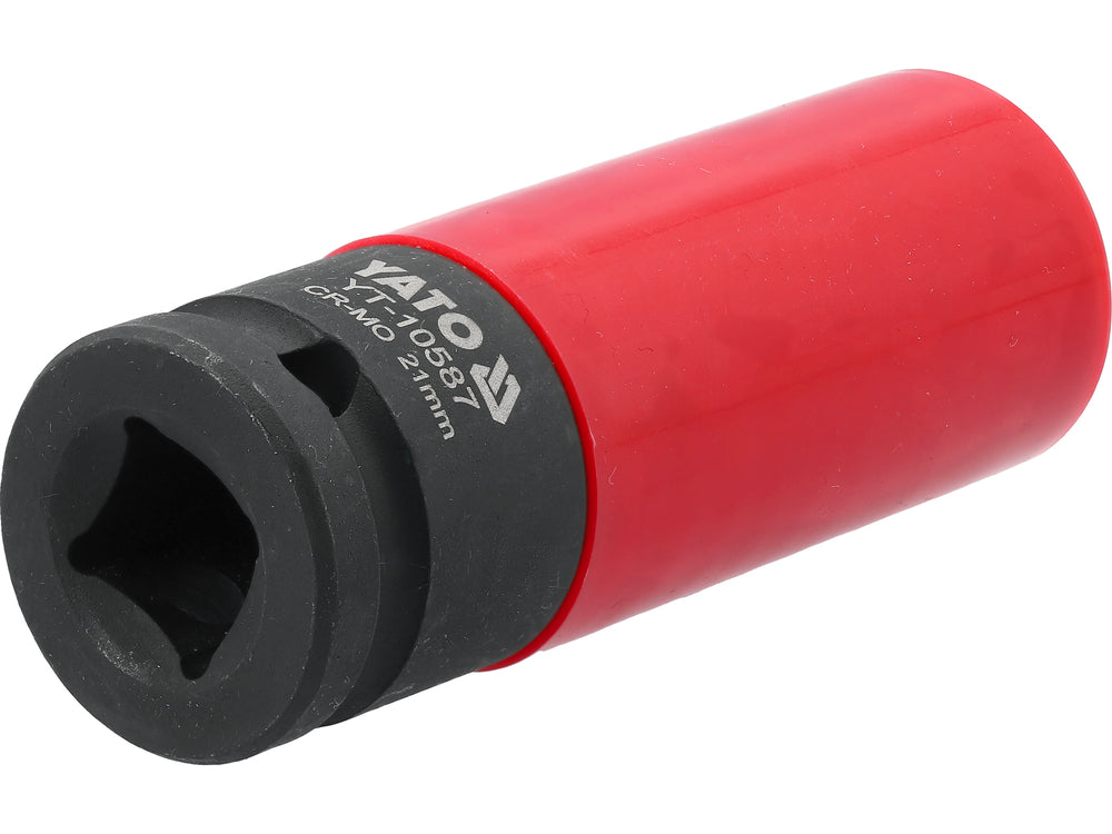 Galvutė smūginė ilga plonasienė | su plastikine apsauga | 12,7 mm (1/2") | 21 mm (YT-10587)