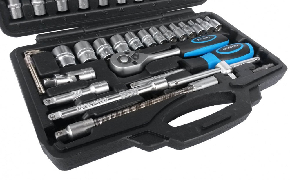 Galvučių su terkšle rinkinys 1/4", 46vnt. (KR141046)