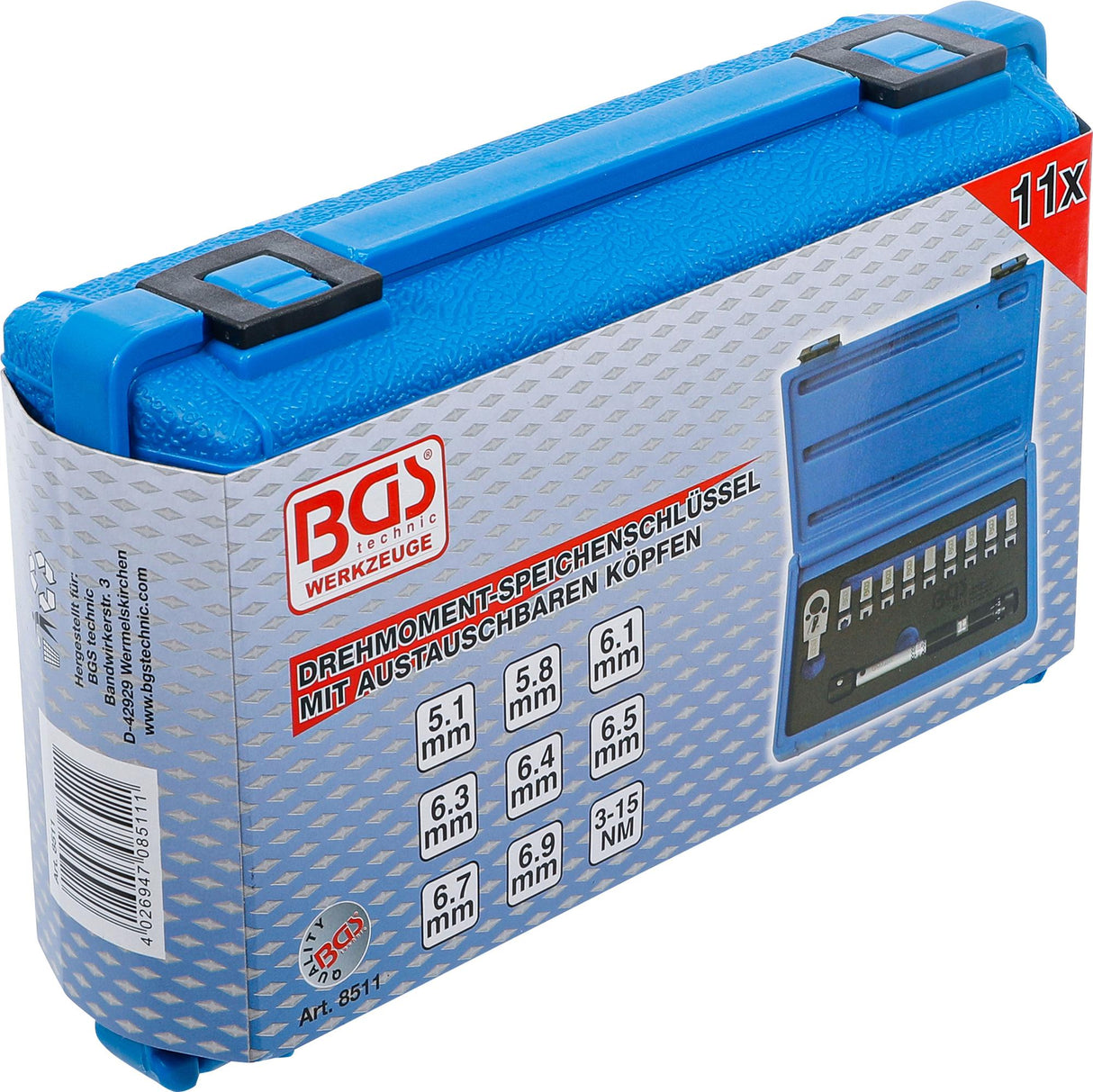 Dinamometrinis raktas stipinams | keičiamos galvos | 3 - 15 Nm (8511)