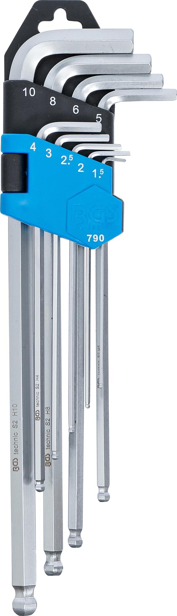 L tipo raktų rinkinys | ilgas tipas | Hex šešiakampis / hex šešiakampis su šarnyru 1,5 - 10 mm | 9 vnt. (790)