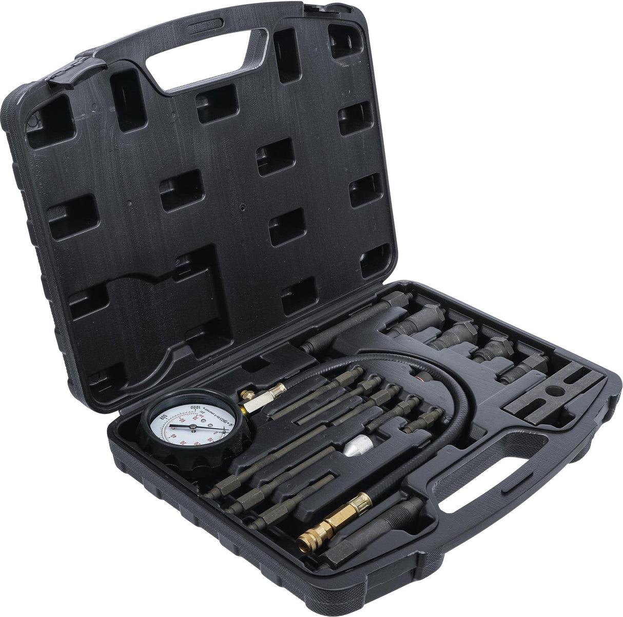 Dyzelinis kompresijos matuoklis su adapteriais (62660)