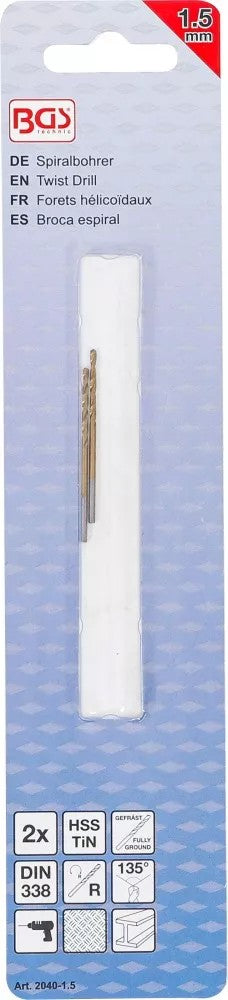 Сверла по металлу HSS-G 1.5 mm, 2 шт.