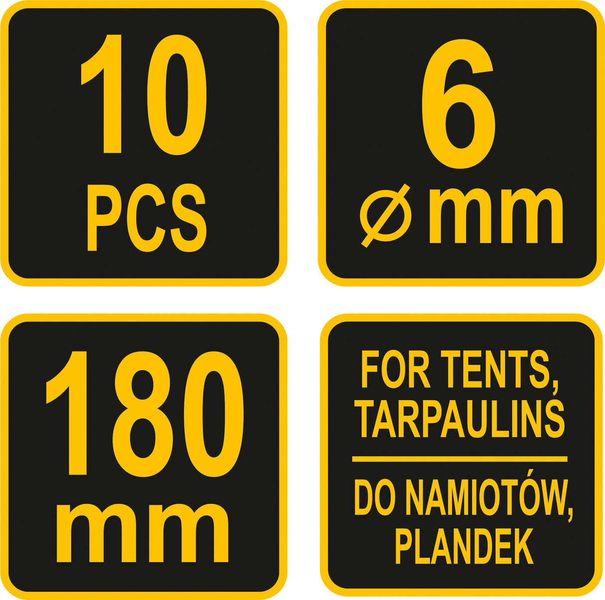 Metaliniai smeigtukai / kabliukai tento tvirtinimui | 180 mm | 10 vnt. (85185)