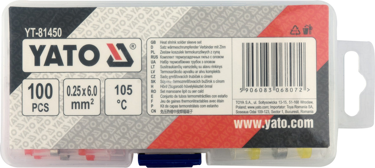 Termo gilzių / movų rinkinys | su alavu | 1.7 - 6 mm | 100 vnt. (YT-81450)