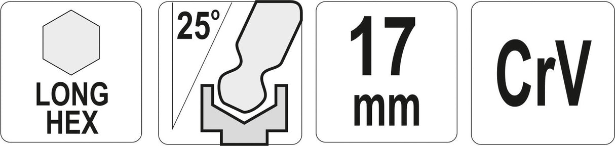 L tipo raktas | ilgas | hex šešiakampis su šarnyru | 17,0 mm (YT-05465)