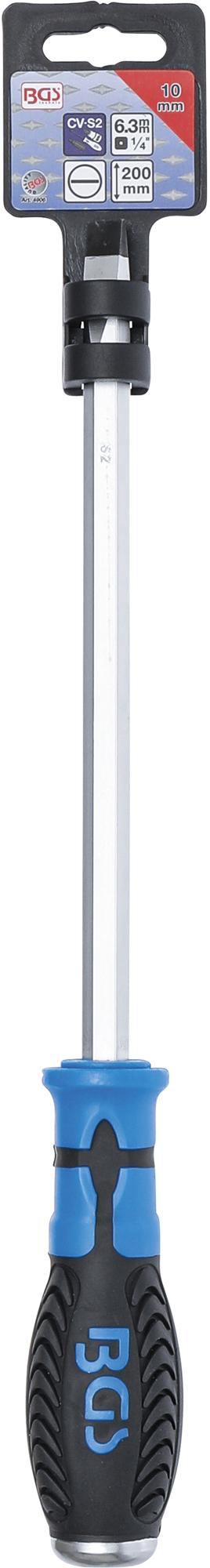 Atsuktuvas kalamas | Plokščias 10 mm | Ašmenų ilgis 200 mm | su 6.3 (1/4") skyle rankenoje (4906)