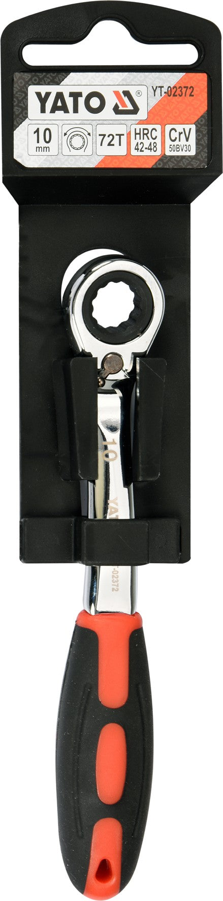 Raktas kilpinis lenktas su terkšle | reversinis | 10 mm (YT-02372)