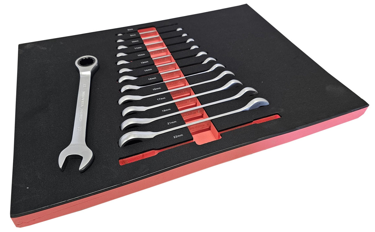 Įrankių spintelė ant ratukų XXL | metalinis starviršis | su įrankiais | 7 stalčiai / 1 durelės (H7008)