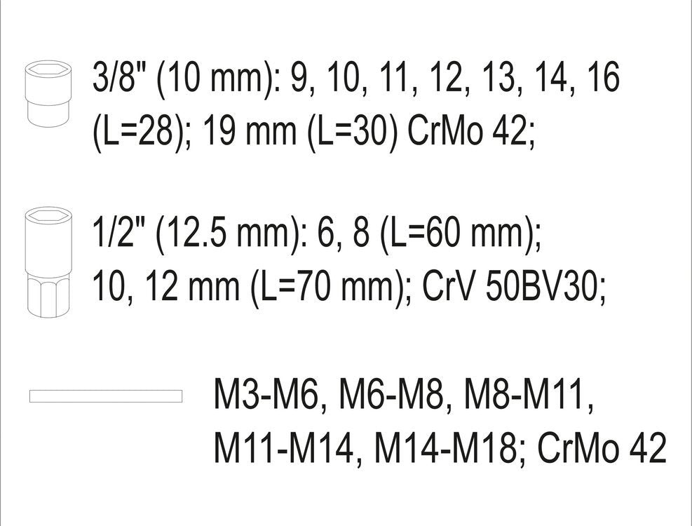 Sraigtinių galvučių ir smeigių išsukėjų rinkinys | 17 vnt. (YT-06033)
