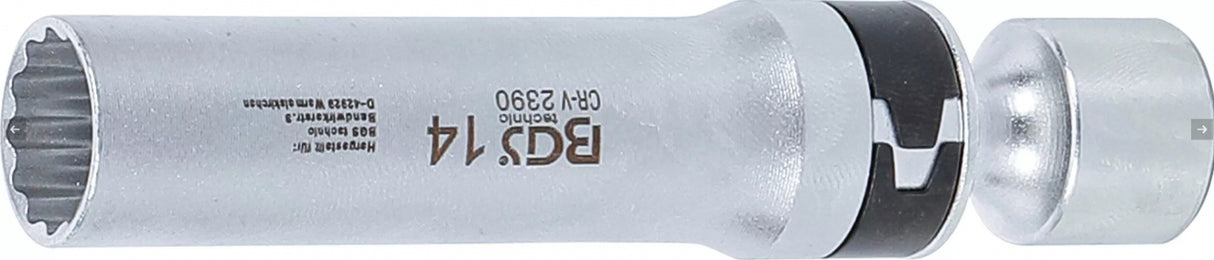 Galvutė žvakėms šarnyrinė 12 kampų | su atramine spyruokle 10 mm (3/8") | 14 mm (2390)