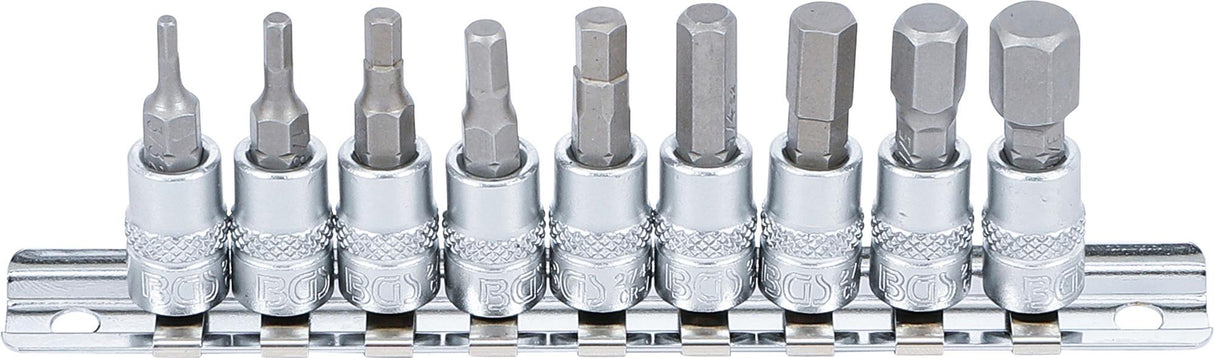 Antgalių rinkinys | 6.3 mm (1/4") | hex šešiakampis | coliniai dydžiai 3/32" - 3/8 "| 9 vnt. (2749)