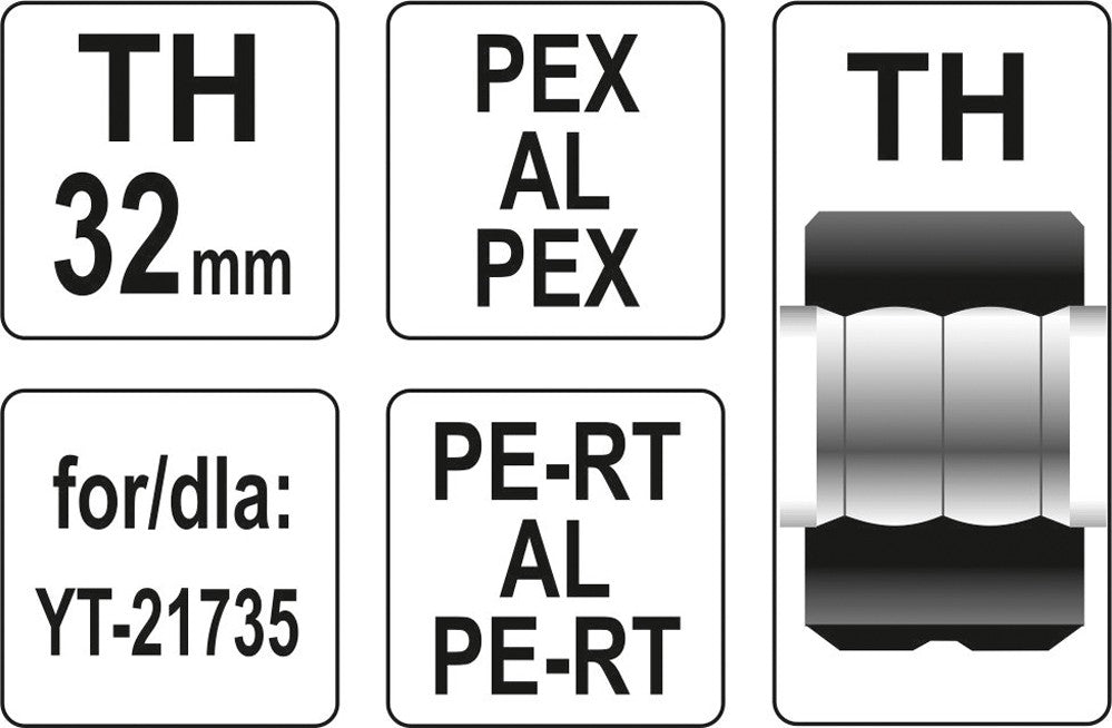 Indėklas TH 32 mm presavimo replėms YT-21735 (YT-21747)