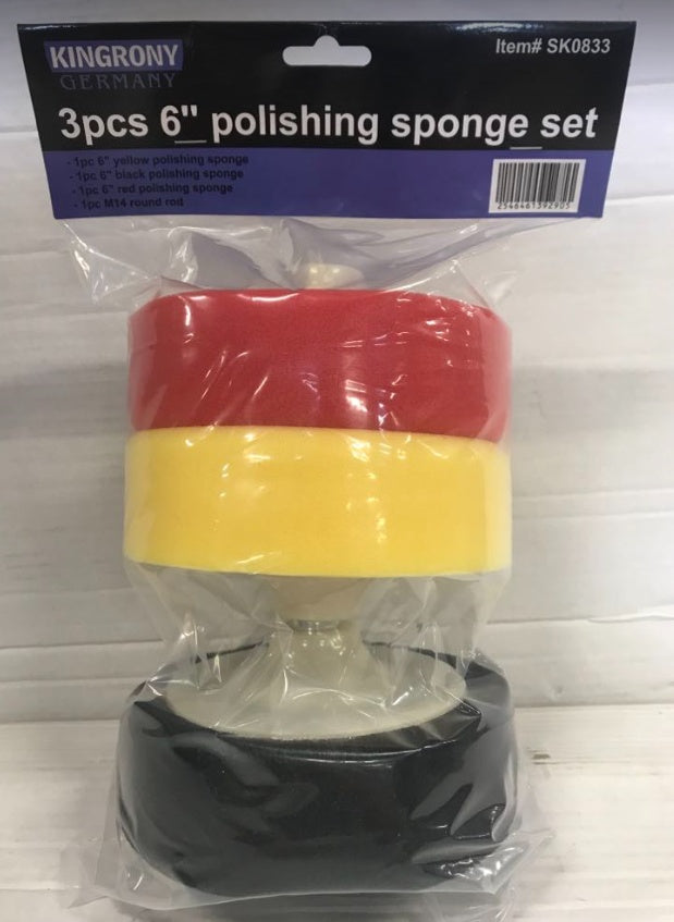 Poliravimo padų rinkinys | juodas / oranžinis / geltonas | M14 | 150 mm (CB018)
