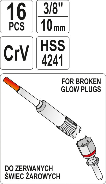 Kaitinimo žvakių išėmimo ir jų sriegio remonto / atnaujinimo rinkinys | 16 vnt. (YT-05342)