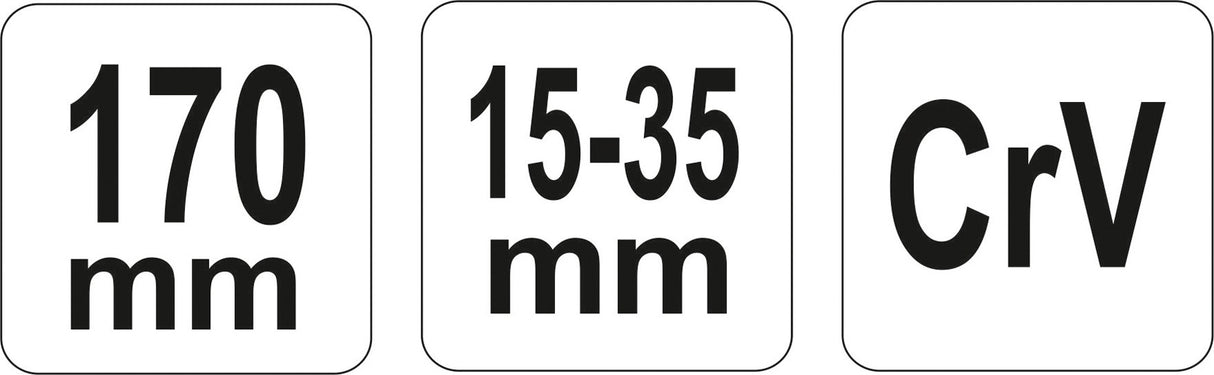 Raktas užmetamas šarnyrinis Cr-V, 15-35 mm (YT-01670)